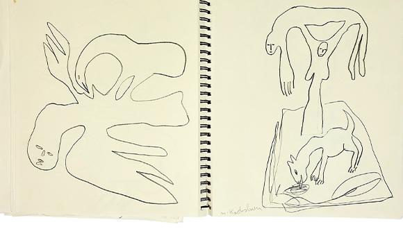 מנשה קדישמן, ספר רישומים, שנות ה-1980 I צילום: דן יוספי מנשה קדישמן, ספר רישומים, שנות ה-1980 I צילום: דן יוספי